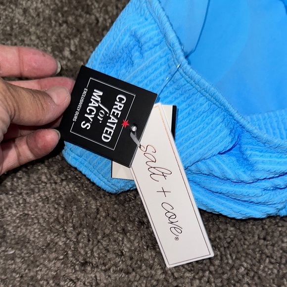 Salt + Cove Blue Ribbed One-Shoulder Bikini - Picture 5 of 5